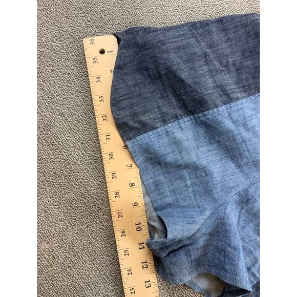 Alice + Olivia Shorts Womens 8 Blue Linen Blend Colorblock Two Tone High Rise - Picture 7 of 7